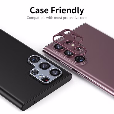 Back Kamera Aluminium Abdeckung Schutz Cover Schwarz für Samsung Galaxy S22 Ultra Ersatzteil