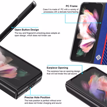 Für Samsung Galaxy Z Fold4 5G Carbon Kunststoff Handy Tasche Hülle Etuis Blau