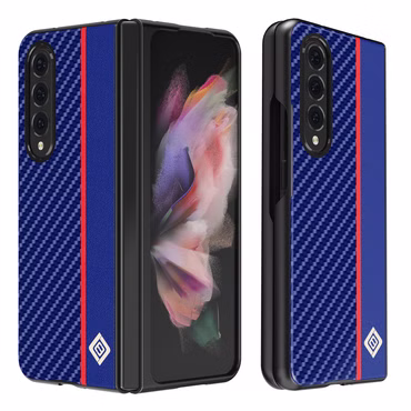 Für Samsung Galaxy Z Fold4 5G Carbon Kunststoff Handy Tasche Hülle Etuis Blau
