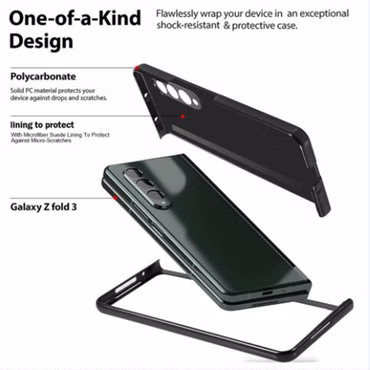 Für Samsung Galaxy Z Fold4 5G Carbon Kunststoff Handy Tasche Hülle Etuis Schwarz