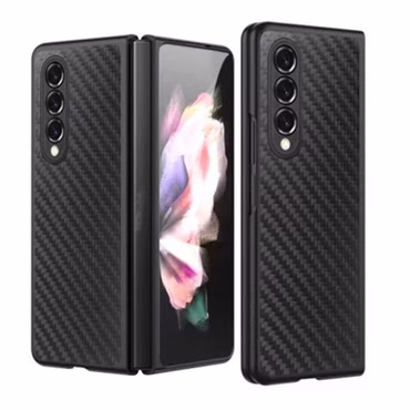 Für Samsung Galaxy Z Fold4 5G Carbon Kunststoff Handy Tasche Hülle Etuis Schwarz