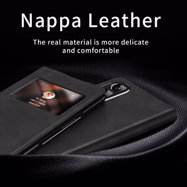 Für Samsung Galaxy Z Fold4 5G Window View Flip Cover Kunstleder Handy Tasche Hülle Etuis Schwarz