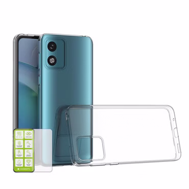 Für Motorola Moto E13 Silikoncase TPU Transparent + 0,26 H9 Glas Handy Tasche Hülle Schutz Cover