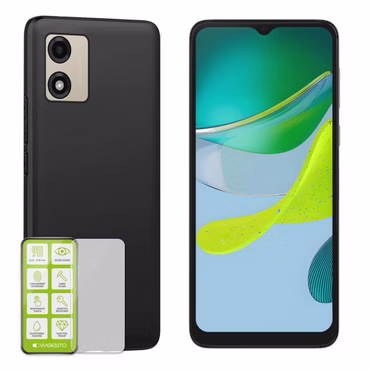 Für Motorola Moto E13 Silikoncase TPU Schwarz + 0,26 H9 Glas Handy Tasche Hülle Schutz Cover