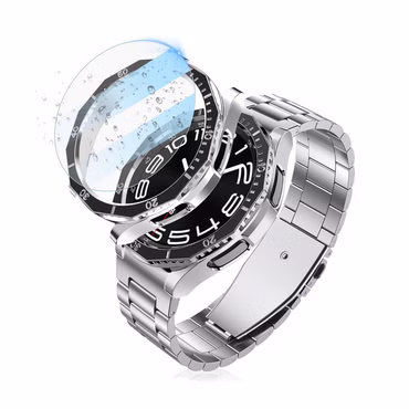 Für Samsung Galaxy Watch 6 Classic 43mm Hülle Hart Glas Lünettenring