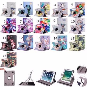 Für Lenovo Tablet Motiv Muster 360 Grad Rotation Tasche Kunst-Leder Hülle Etuis Cover Schutz Case Zubehör