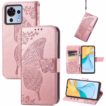 Klapp Handyhülle für Smartphones Book Wallet Tasche Schmetterling Motiv Design