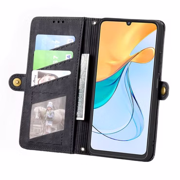 Für ZTE Blade V50 Vita Kunstleder Zipper Wallet Tasche mit Schlaufe Schutz Hülle Case Cover Schwarz