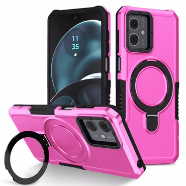 Für Motorola Moto G84 5G Armor Magnet Ring Cover Handy Schutz Hülle Tasche Case, Farbe: Pink