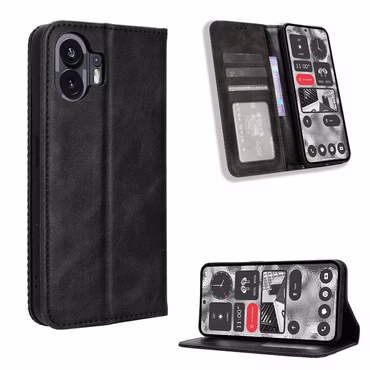 Für Nothing Phone 2 Kunst Leder Book Wallet Schutz Tasche Retro Textur