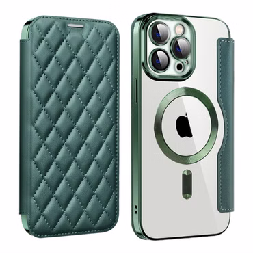 Für Apple iPhone 15 Pro Max 360 Grad Full Magsafe Anti Datenklau Etui Cover Grün