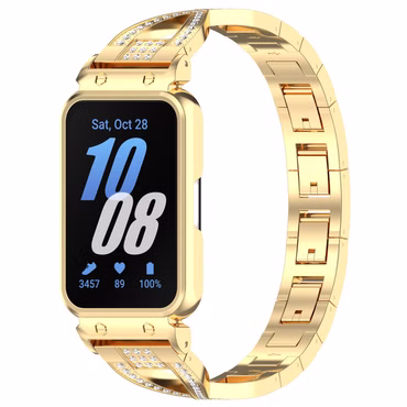 Für Samsung Galaxy Fit 3 Edelstahl Diamant Design mit Gehäuse Ersatz Arm Band