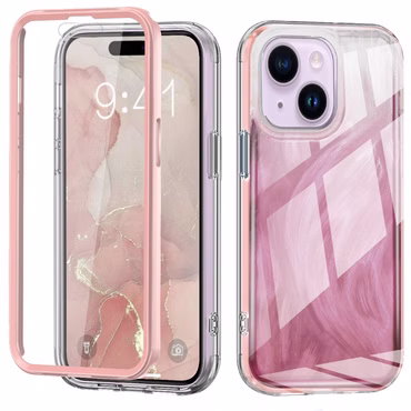 Für Apple iPhone 15 Feder Design Bumper Hybrid TPU Schutz Hülle Pink