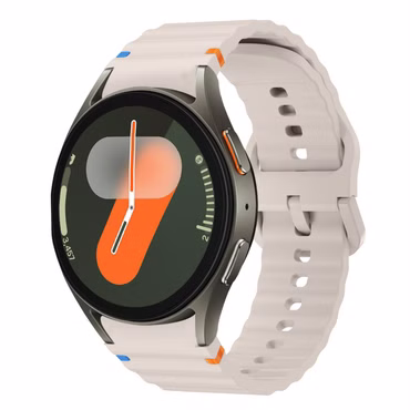 Für Samsung Galaxy Watch 7 44 / 40mm Silikon Wellenmuster Design Ersatz Arm Band, Farbe: Beige