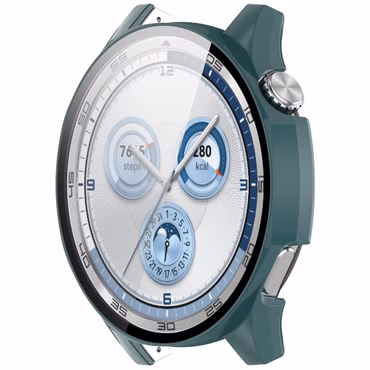 Für Huawei Watch GT 5 46mm Kunststoff PC Hülle + H9 Hart Glas Grün