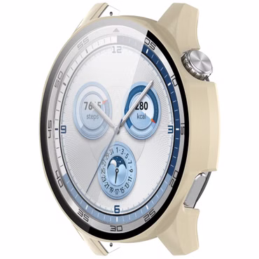Für Huawei Watch GT 5 46mm Kunststoff PC Hülle + H9 Hart Glas Beige