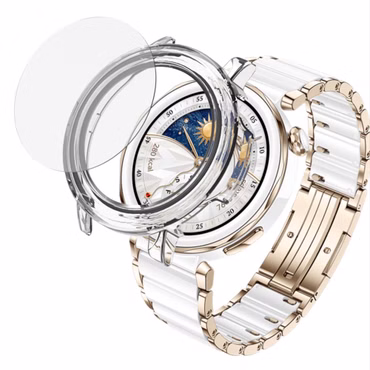 Für Huawei Watch GT 5 Pro 42mm Kunststoff Hülle + H9 Hart Glas Schwarz