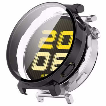 Für Huawei Watch GT 5 Pro 42mm Kunststoff Hülle + H9 Hart Glas Schwarz