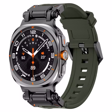 Für Samsung Galaxy Watch Ultra 47mm Silikon Armband mit Metall Schnellverschluss, Farbe: Grün