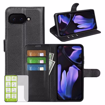 Für Google Pixel 9a Kunstleder Book Wallet Tasche Hülle + H9 Hart Glas
