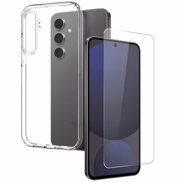 Handy Hülle + Schutzglas für Samsung Galaxy S26 S25 S24 Plus Ultra 9H TPU Set, Handy-Typ: Galaxy A27 5G, Ausführung: TPU Hülle dünn Transparent + Glas