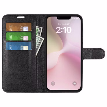 Für Apple iPhone 17e / 16e Kunstleder Schutz Hülle Schwarz + 9H Glas