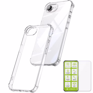 + Schutzglas für Apple iPhone 17e / 16e 9H Schock TPU Set Transparent