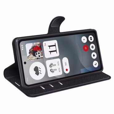 Für Nothing Phone 3a Kunstleder Wallet Tasche Schwarz + 9H Hart Glas