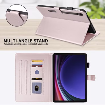 Für Samsung Galaxy Tab S10 FE Plus Design Kunstleder Hülle Rose Gold