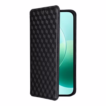 Für Honor 400 Lite Cubic Design Flip Kunstleder Wallet Hülle Schwarz