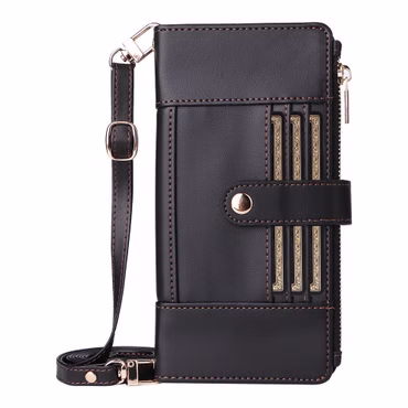 Für Google Pixel 10 Pro XL Crossbody Leder RFID Schutz Tasche Schwarz