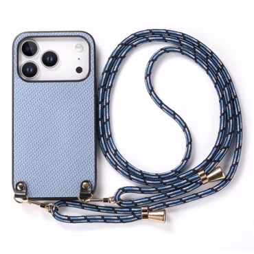 Hülle mit Umhängeband für iPhone 17 Air Pro Max Schutzhülle Leder Carbon Design
