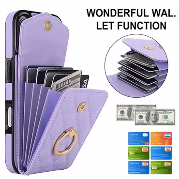 Für Apple iPhone 17 Crossbody Kunstleder Rhombic Design Hülle Lila