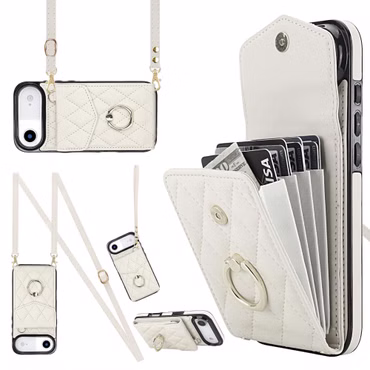 Kunstleder Hülle für iPhone 18 17 Air Pro Max Kartenfach RFID Schutz Umhängeband