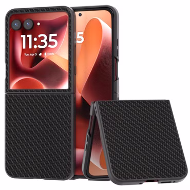 Für Motorola Razr 60 Ultra Carbon Fiber TPU Hybrid PC Hülle Schwarz