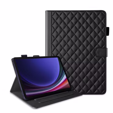 Für Samsung Galaxy Tab S10 FE Plus Rhombus Kunstleder Hülle Schwarz