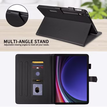 Für Samsung Galaxy Tab S10 FE Plus Rhombus Kunstleder Hülle Schwarz