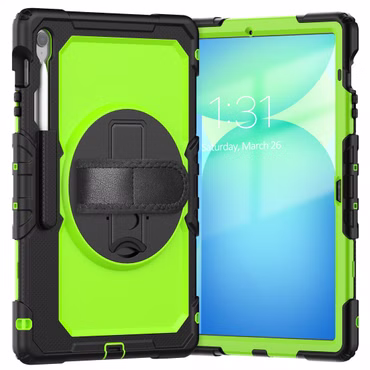 Für Samsung Galaxy Tab S10 FE Plus Hülle Halter & Schultergurt Grün