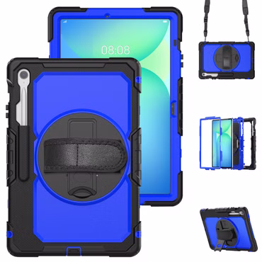 Für Samsung Galaxy Tab S10 FE Plus Hülle Halter & Schultergurt Blau