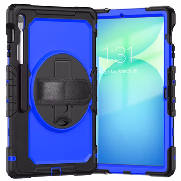 Für Samsung Galaxy Tab S10 FE Plus Hülle Halter & Schultergurt Blau