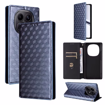 Für Xiaomi Redmi Note 15 5G / 4G Cubic Kunstleder Wallet Hülle Blau