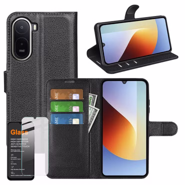 Klapphülle + 9H Schutzglas für Xiaomi Redmi A7 Pro 4G Book Wallet Case