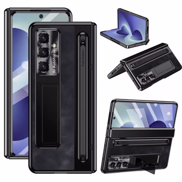 Handyhülle Klapphülle + H9 Hart Display Glas Samsung Galaxy Z Fold8 / Ultra 5G, Handy-Typ: Galaxy Z Fold8 Ultra 5G , Farbe: Schwarz