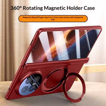 Handyhülle + 9H Schutzglas + Magnet Ring Honor Magic V6 5G Kunststoff Full Cover