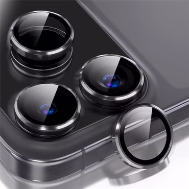 Linsenglas für Apple iPhone 18 Pro Max Aluminium Ring 9H Schwarz
