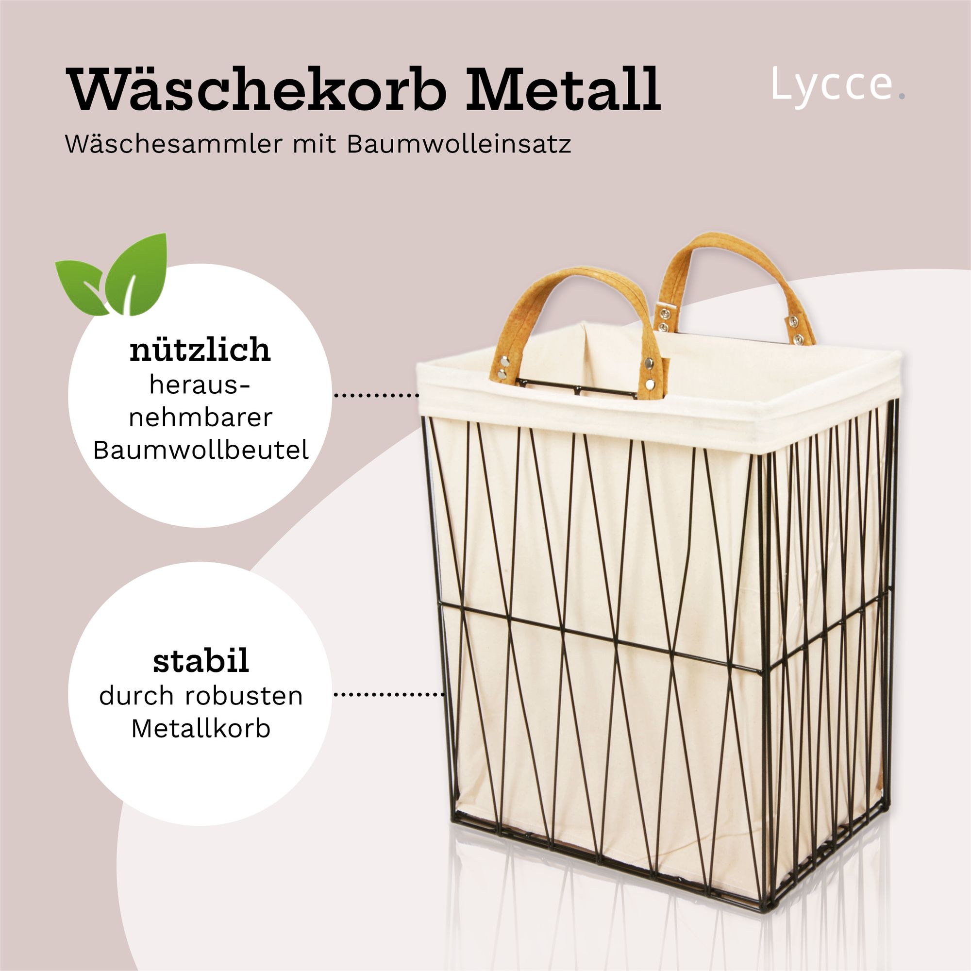 Lycce Wäschesammler Wäschekorb schmal Metall schwarz 35 l (35 x 25 x 46 cm)