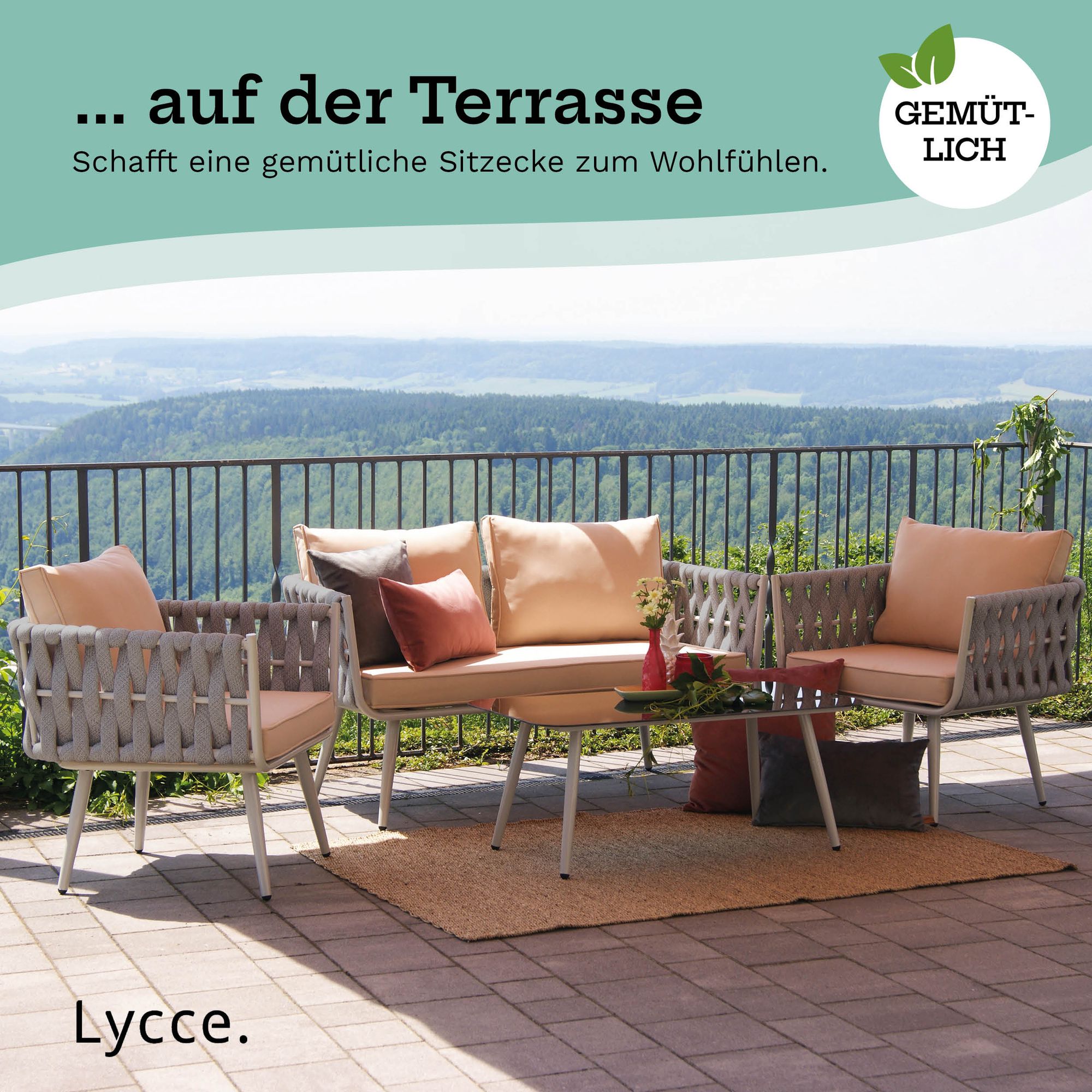 Lycce Terrassenmöbel 4er-Set Sitzgruppe WEAVE outdoor / indoor - geflochten