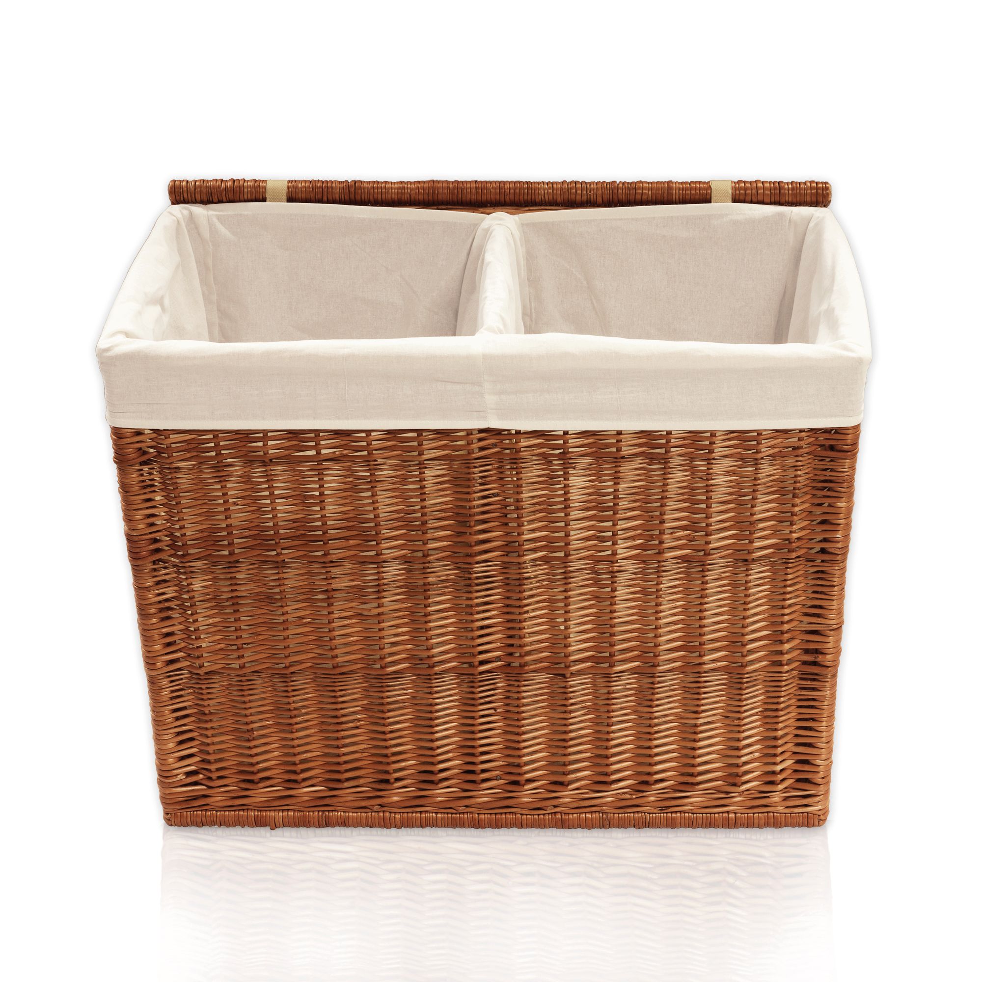 Wäschekorb 2 Fächer 120 l Wäschesortierer Weide 67 x 33 x 56 cm