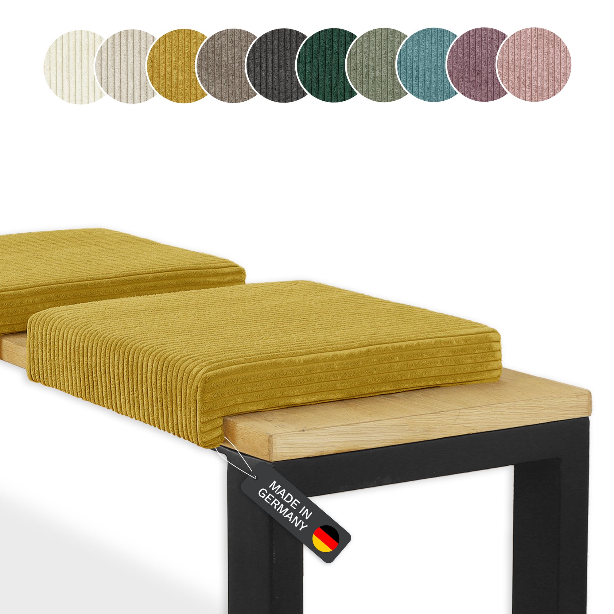 Lycce Bankauflage Klemmkissen 1 Leiste Cordstoff extra Polsterung, für Banktiefe ab 35 cm