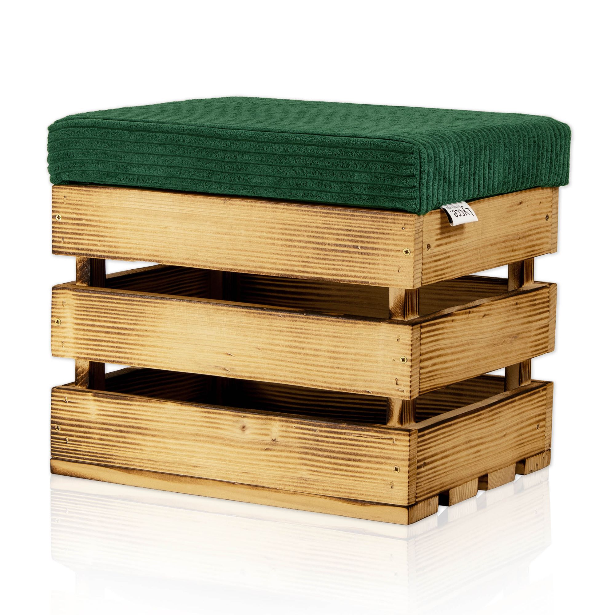 Lycce Sitzhocker mit Stauraum, 2 in 1 Holzkiste geflammt mit weich gepolstertem Deckel aus Cordstoff, verschiedene Farben